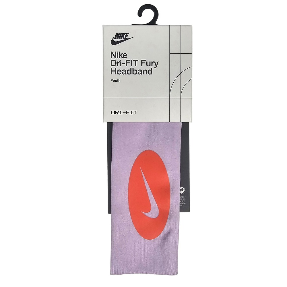 Nike Dri-FIT Youth OSFM Purple Fury Headband Athletic Swoosh Logo